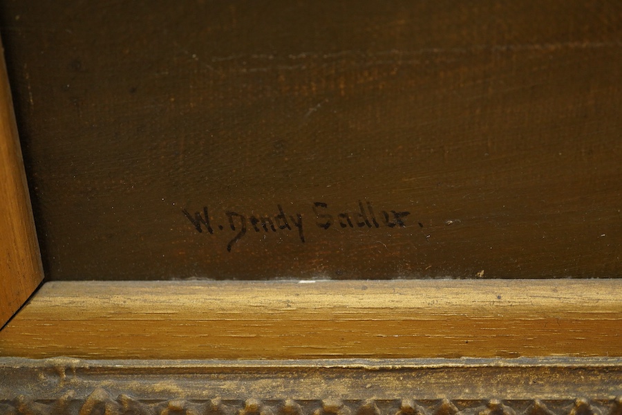 Walter Dendy Sadler (1854-1923), Interior Scene with figures playing cards at a table, signed, oil on canvas, (relined), 52 x 65cm, ornate gilt frame